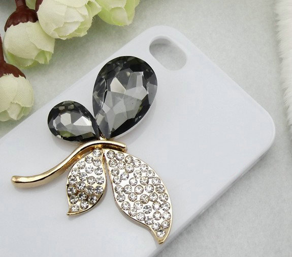 Bling Butterfly Alloy Metal Rhinestone Crystal DIY Phone Case Cover Deco Kit - Black