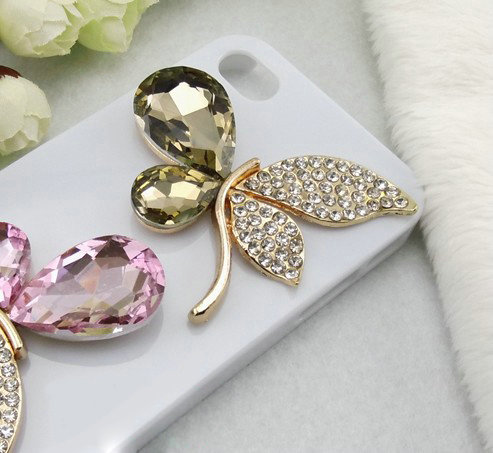 Bling Butterfly Alloy Metal Rhinestone Crystal DIY Phone Case Cover Deco Kit - Champagne