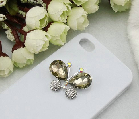 Bling Butterfly Alloy Rhinestone Crystal DIY Phone Case Cover Deco Den Kit - Champagne