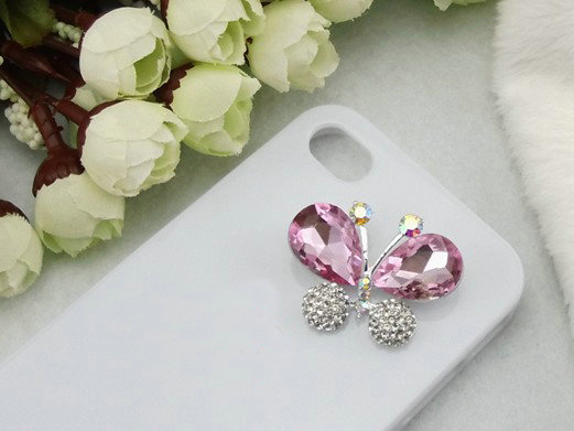 Bling Butterfly Alloy Rhinestone Crystal DIY Phone Case Cover Deco Den Kit - Pink