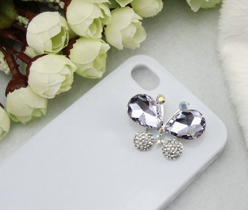 Bling Butterfly Alloy Rhinestone Crystal DIY Phone Case Cover Deco Den Kit - Purple