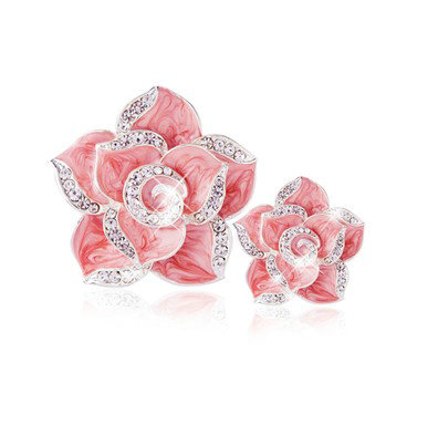 Bling Camellia Flower Alloy Rhinestone Crystal DIY Phone Case Cover Deco Kit - Pink