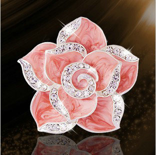 Bling Camellia Flower Alloy Rhinestone Crystal DIY Phone Cover Case Deco Kit - Pink