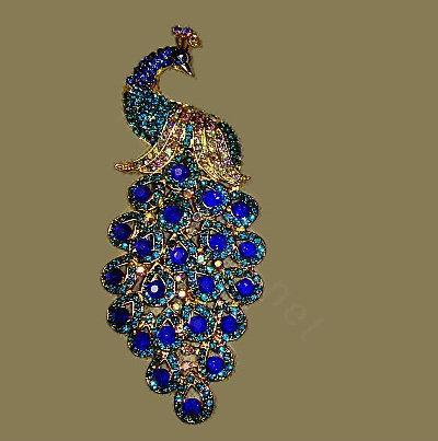 Bling Crystal Peacock Alloy Rhinestone Flatback DIY Phone Case Cover Deco Kit - Blue