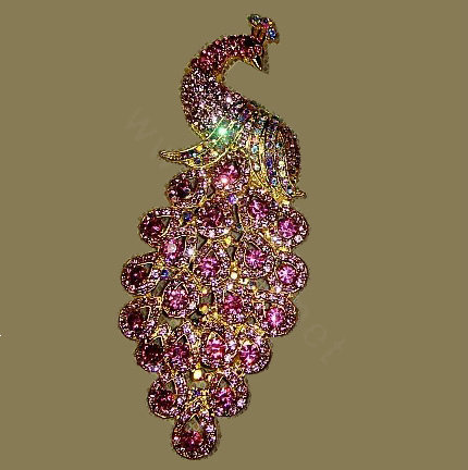 Bling Crystal Peacock Alloy Rhinestone Flatback DIY Phone Case Cover Deco Kit - Pink