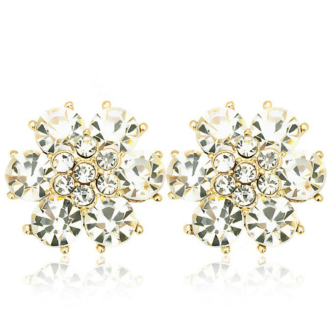 Bling Flower Alloy Crystal Rhinestone DIY Phone Case Cover Deco Kit 23mm - White