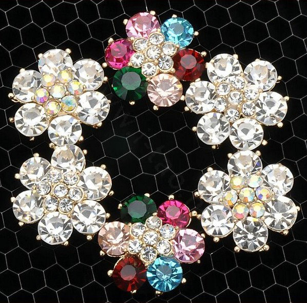 Bling Flower Alloy Crystal Rhinestone DIY Phone Case Cover Deco Kit 23mm - White
