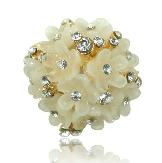 Bling Flower Alloy Crystal Rhinestone DIY Phone Case Cover Deco Kit 29mm - Beige