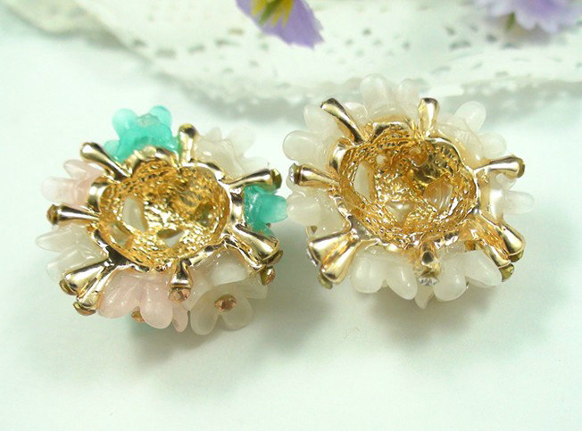 Bling Flower Alloy Crystal Rhinestone DIY Phone Case Cover Deco Kit 29mm - Beige