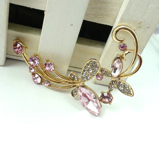 Bling Flower Alloy Crystal Rhinestone DIY Phone Case Cover Deco Kit 65*45mm - Pink