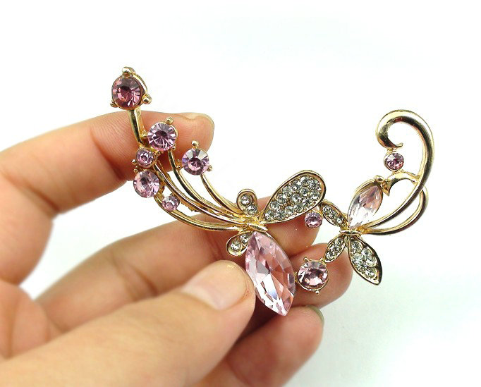 Bling Flower Alloy Crystal Rhinestone DIY Phone Case Cover Deco Kit 65*45mm - Pink