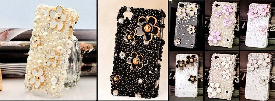 Bling Flower Alloy Metal Crystal DIY Phone Case Cover Deco Kit 23mm - Pink