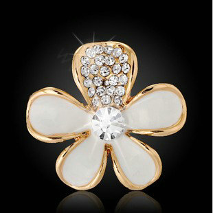 Bling Flower Alloy Metal Crystal DIY Phone Case Cover Deco Kit 25mm - White
