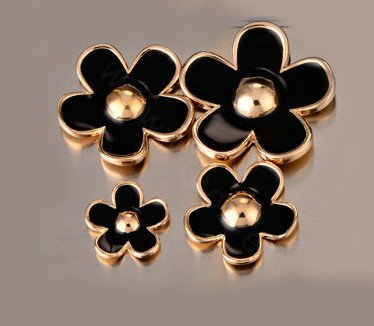 Bling Flower Alloy Metal Crystal DIY Phone Case Cover Deco Kit 33mm - Black
