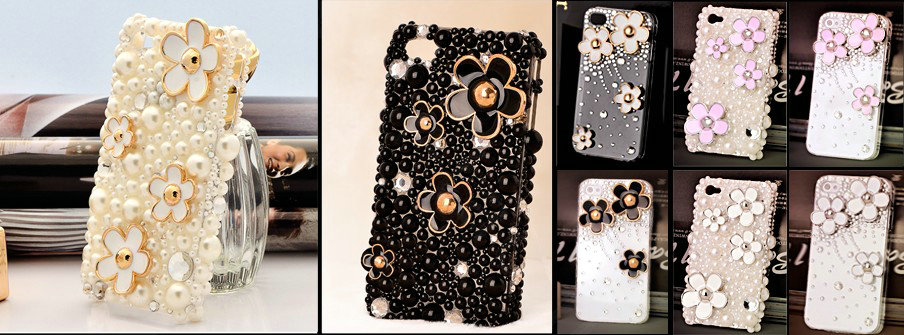 Bling Flower Alloy Metal Rhinestone DIY Phone Case Cover Deco Kit - Pink 04