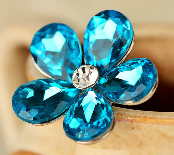Bling Flower Alloy Rhinestone Crystal DIY Phone Case Cover Deco Kit 20mm - Blue