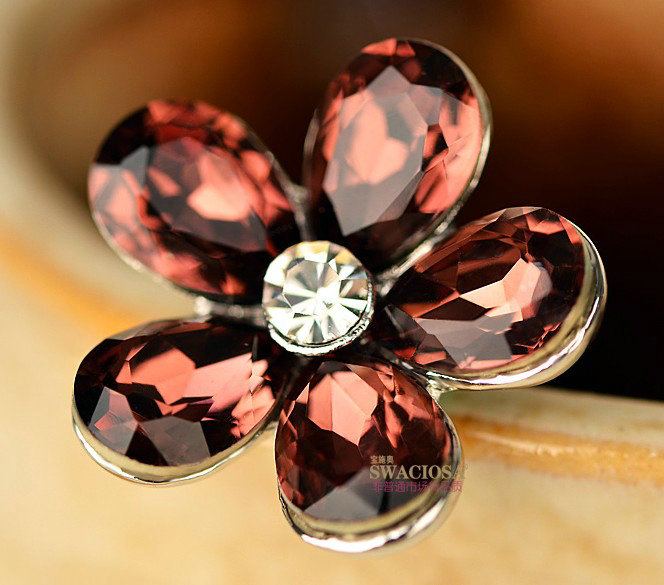 Bling Flower Alloy Rhinestone Crystal DIY Phone Case Cover Deco Kit 20mm - Red
