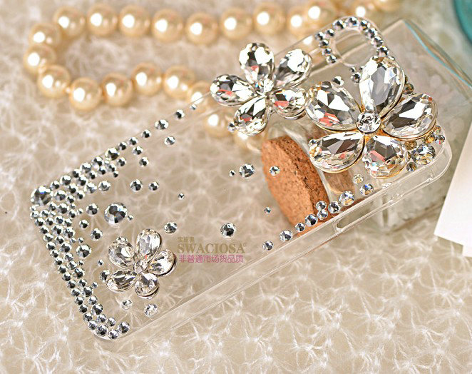 Bling Flower Alloy Rhinestone Crystal DIY Phone Case Cover Deco Kit 20mm - White