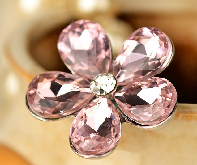 Bling Flower Alloy Rhinestone Crystal DIY Phone Case Cover Deco Kit 30mm - Pink