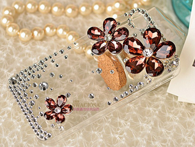Bling Flower Alloy Rhinestone Crystal DIY Phone Case Cover Deco Kit 30mm - Red