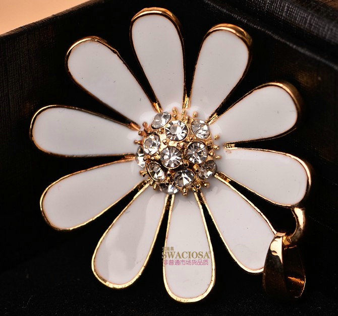 Bling Flower Alloy Rhinestone Crystal DIY Phone Case Cover Deco Kit 35mm - White