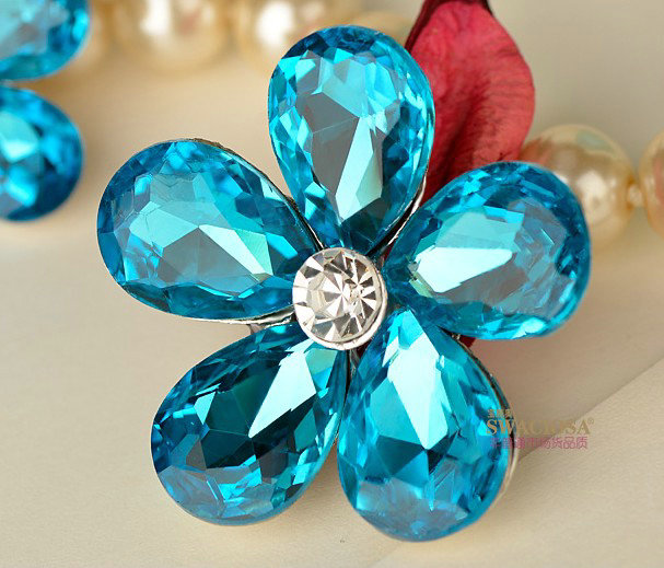 Bling Flower Alloy Rhinestone Crystal DIY Phone Case Cover Deco Kit 40mm - Blue