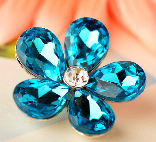 Bling Flower Alloy Rhinestone Crystal DIY Phone Case Cover Deco Kit 40mm - Blue