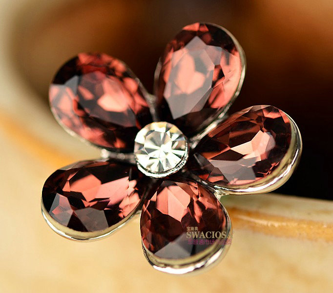Bling Flower Alloy Rhinestone Crystal DIY Phone Case Cover Deco Kit 40mm - Red