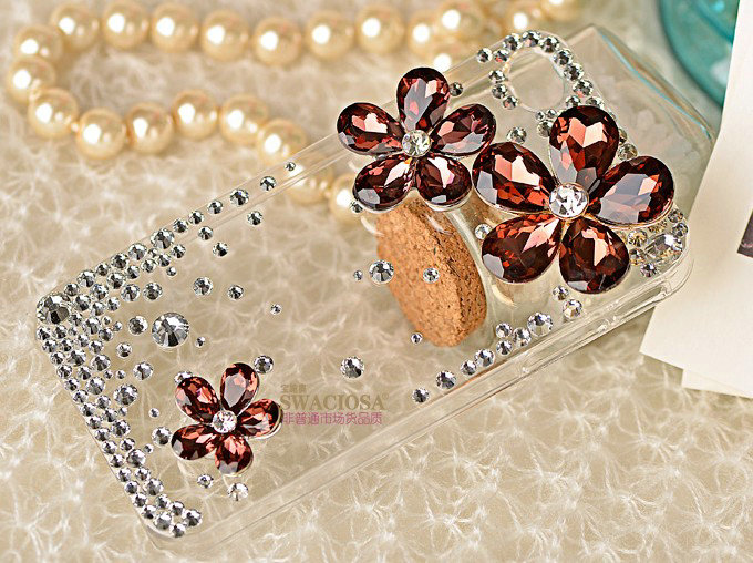 Bling Flower Alloy Rhinestone Crystal DIY Phone Case Cover Deco Kit 40mm - Red