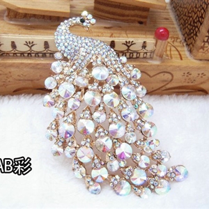 Bling Peacock Alloy Crystal Rhinestone Flatback DIY Phone Case Cover Deco Kit - AB Color