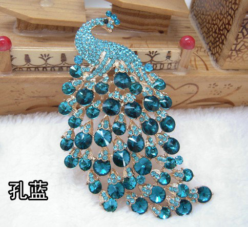 Bling Peacock Alloy Crystal Rhinestone Flatback DIY Phone Case Cover Deco Kit - Blue
