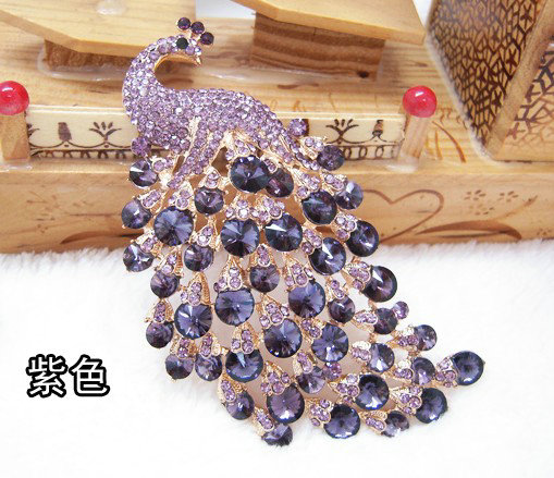 Bling Peacock Alloy Crystal Rhinestone Flatback DIY Phone Case Cover Deco Kit - Purple