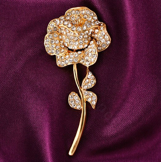 Bling Rose Flower Alloy Rhinestone Crystal DIY Phone Case Cover Deco Kit 60*27mm - Gold