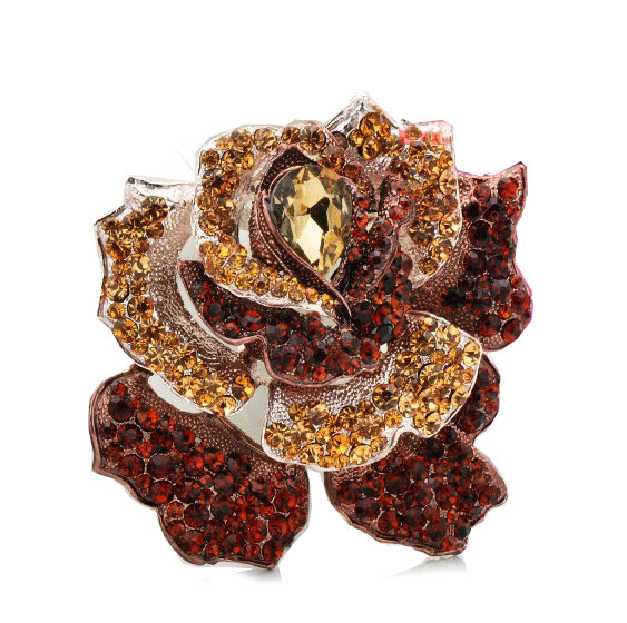 Bling Rose Flower Alloy Rhinestone Crystal DIY Phone Case Cover Deco Kit 75*80mm - Champagne
