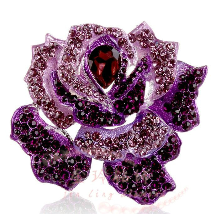 Bling Rose Flower Alloy Rhinestone Crystal DIY Phone Case Cover Deco Kit 75*80mm - Purple