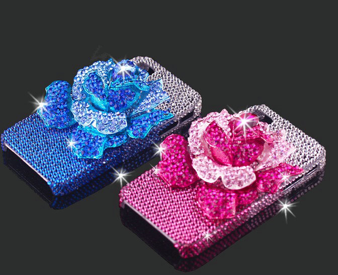 Bling Rose Flower Alloy Rhinestone Crystal DIY Phone Case Cover Deco Kit 75*80mm - Rose