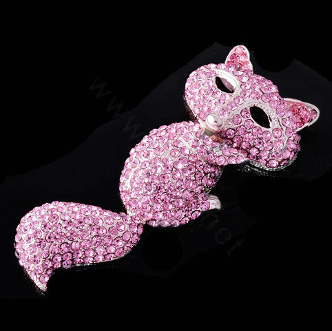 Luxury Bling Fox Alloy Crystal Rhinestone DIY Phone Case Cover Deco Kit - Pink