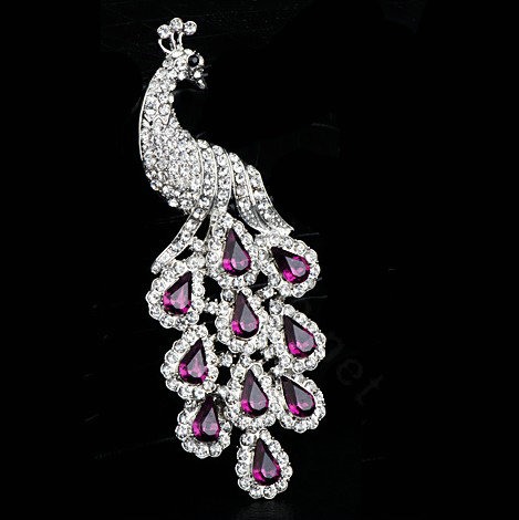 Luxury Bling Peacock Alloy Crystal Flatback DIY Phone Case Cover Deco Kit - Purple