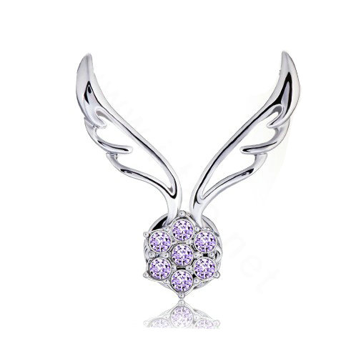 Bling Angel wing Alloy Crystal Rhinestone DIY Phone Case Cover Deco Kit - Purple