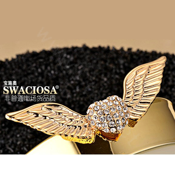 Bling Angel wing Alloy Rhinestone Crystal DIY Phone Case Cover Deco Kit 75*25mm - Gold