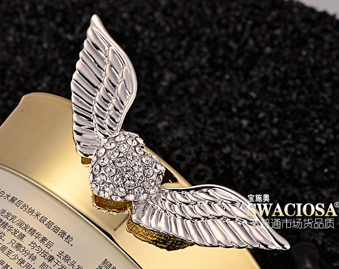 Bling Angel wing Alloy Rhinestone Crystal DIY Phone Case Cover Deco Kit 75*25mm - White