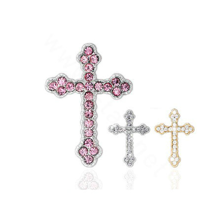 Bling Cross Alloy Crystal Rhinestone DIY Phone Case Cover Deco Kit 45*29mm - Pink
