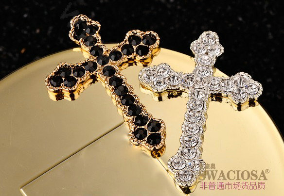 Bling Cross Alloy Crystal Rhinestone DIY Phone Case Cover Deco Kit 45*29mm - White