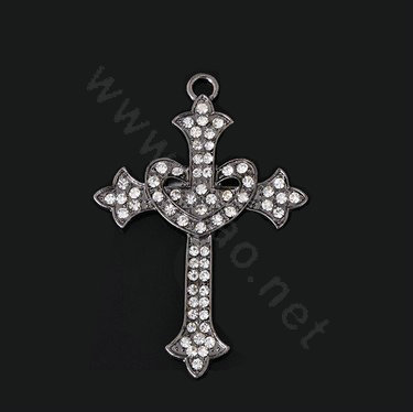 Bling Cross Alloy Rhinestone Crystal DIY Phone Case Cover Deco Kit 47*68mm - Black
