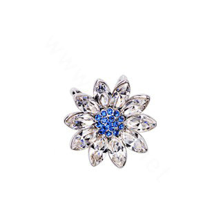 Bling Diamond Alloy Crystal Lotus Pendant DIY Phone Case Cover Deco Kit 22mm - Blue