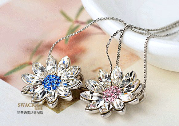 Bling Diamond Alloy Crystal Lotus Pendant DIY Phone Case Cover Deco Kit 22mm - Blue