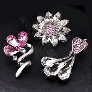 Bling Diamond Alloy Crystal Lotus Pendant DIY Phone Case Cover Deco Kit 22mm - Pink