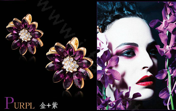 Bling Diamond Alloy Crystal Lotus Pendant DIY Phone Case Cover Deco Kit 22mm - Purple