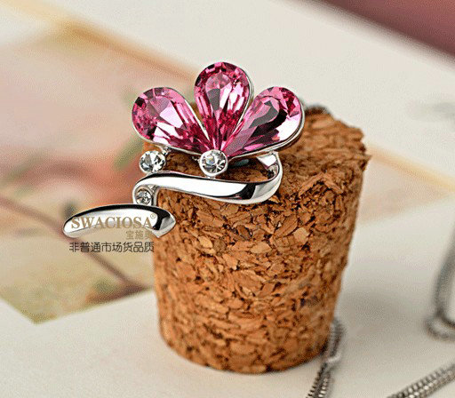 Bling Diamond Alloy Crystal Pendant DIY Phone Case Cover Deco Kit 30*20mm - Pink