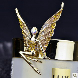 Bling Elf Angel Alloy Rhinestone Crystal DIY Phone Case Cover Deco Kit 56*80mm - Champagne